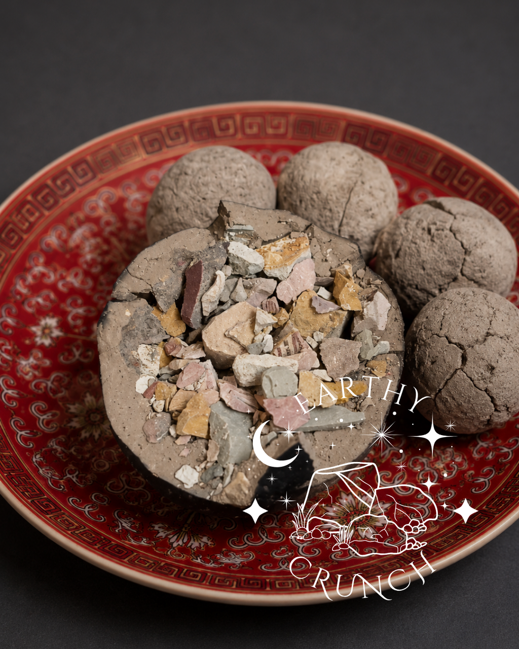 Chinese Baked Loess Filled Balls - Smoky Chinese Loess Spheres filled with Chinese Clay Crumbs