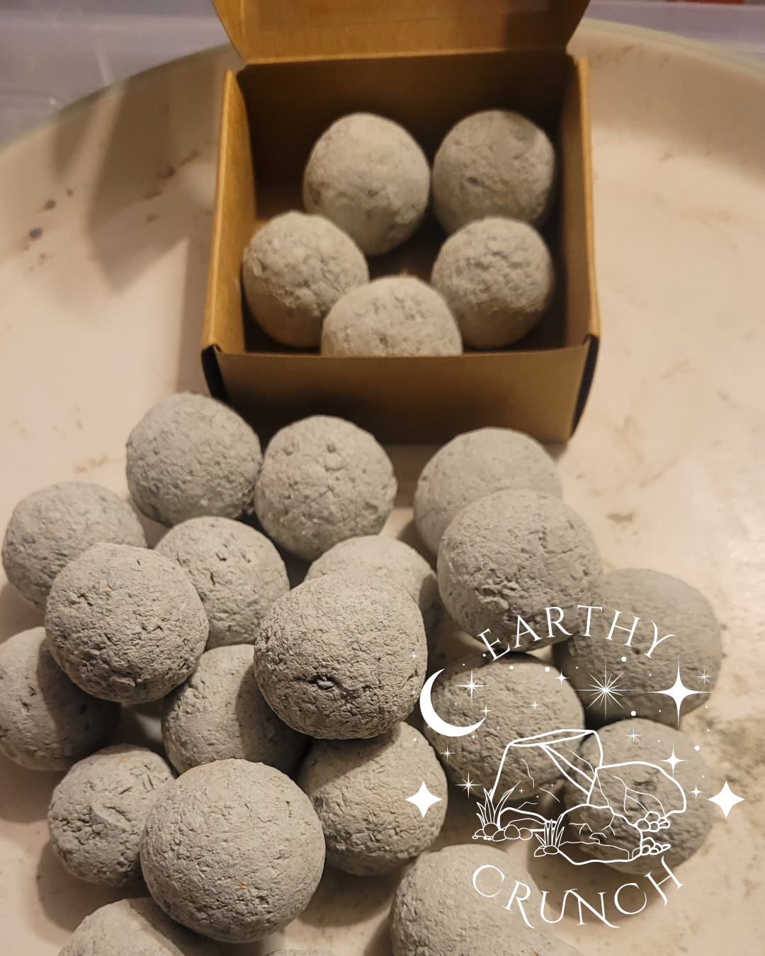 Crystal Moons/ Green Clay Balls - Cementy Indian Clay treats