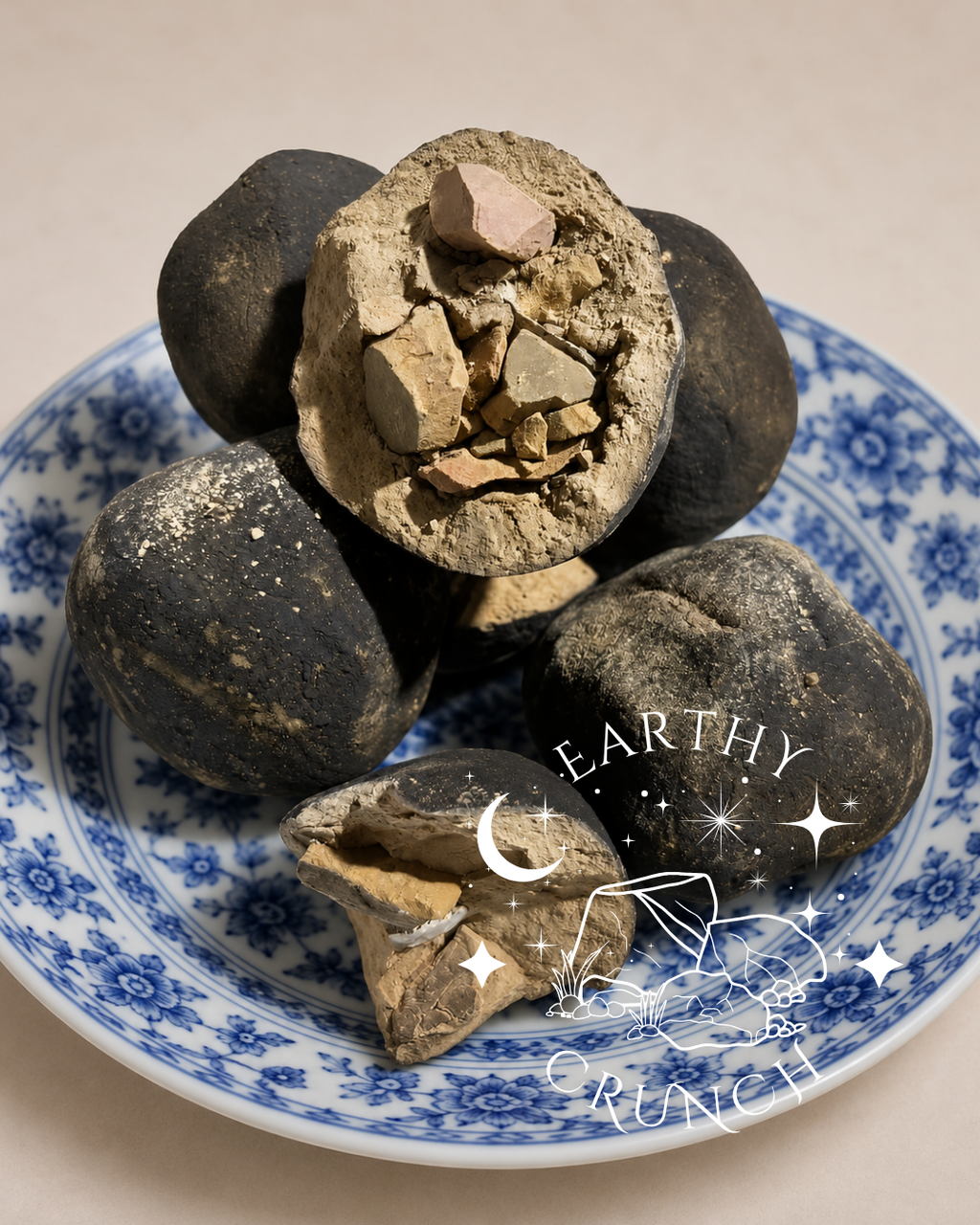 Chinese Baked Loess Filled Balls - Smoky Chinese Loess Spheres filled with Chinese Clay Crumbs