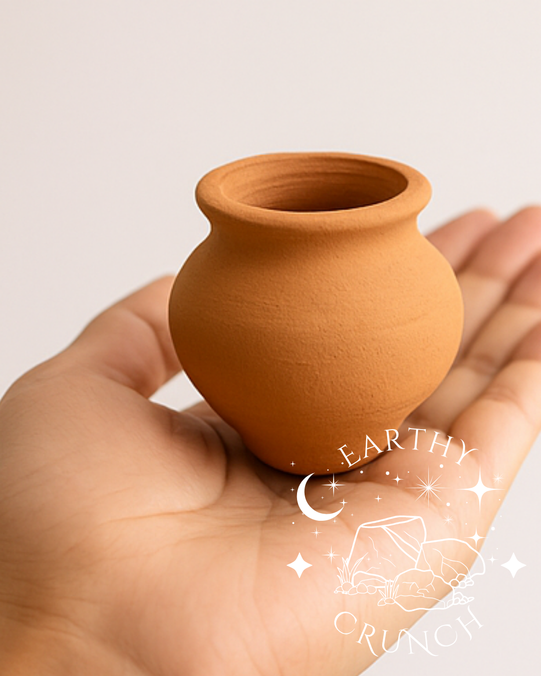 Indian Terracotta Mini Matki Clay Pots (250g) - 4xWhole and Broken Chips- Edible clay pots for Pica