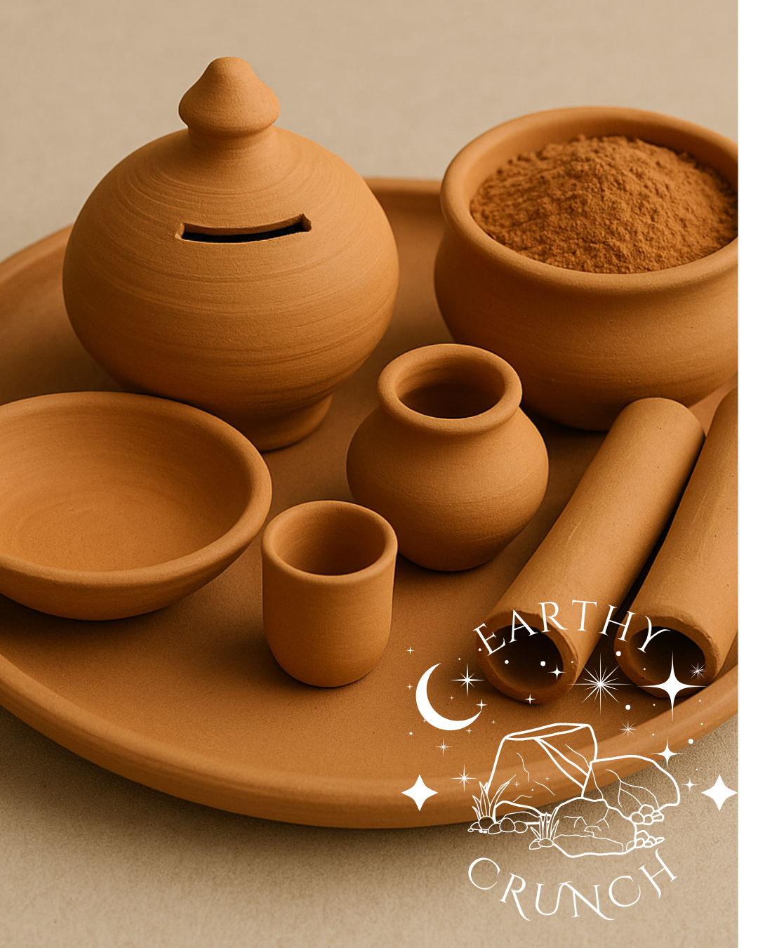 Terracotta Tumbles - Mixed Indian Terracotta Chips (400g) - Edible clay pots for Pica