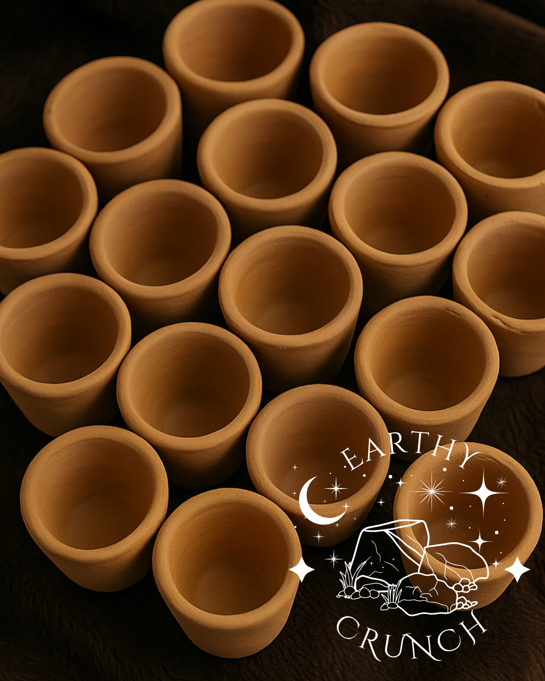 Indian Terracotta Tiny Glasses or Shot Pots (200g) - Edible clay pots for Pica