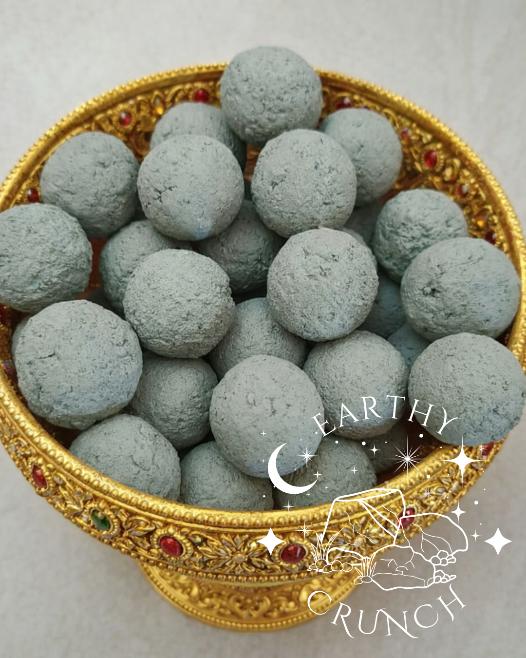 Crystal Moons/ Green Clay Balls - Cementy Indian Clay treats