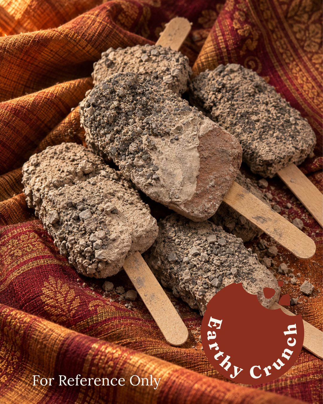 Galaxy Pops -  Layered red clays rolled in chalk paste and smoky crumbs (Edible Clay Treats)