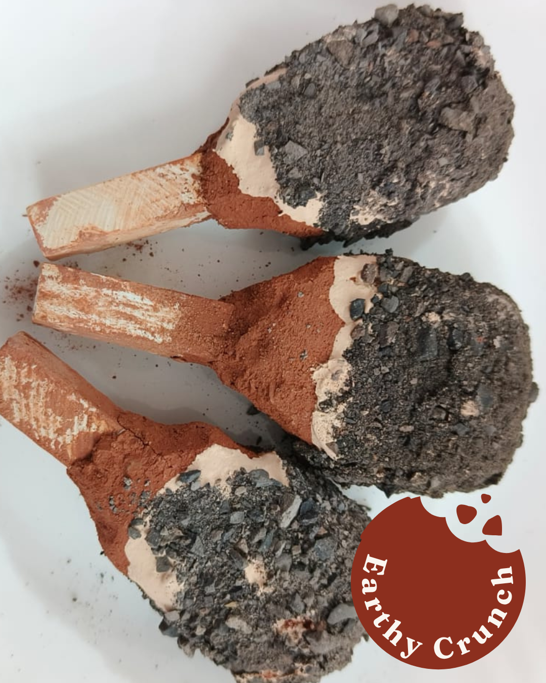 Galaxy Pops -  Layered red clays rolled in chalk paste and smoky crumbs (Edible Clay Treats)