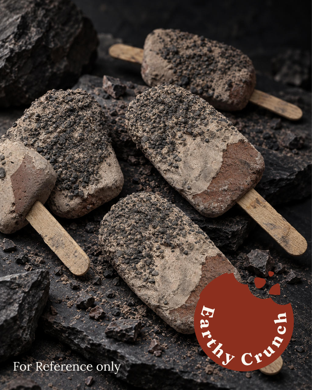 Galaxy Pops -  Layered red clays rolled in chalk paste and smoky crumbs (Edible Clay Treats)